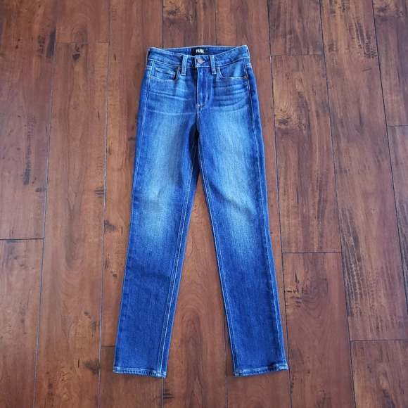 Paige Dark Wash Hoxton Slim Hampton Stretch Mid Rise Women's Blue Jeans Size 24 - Picture 3 of 13